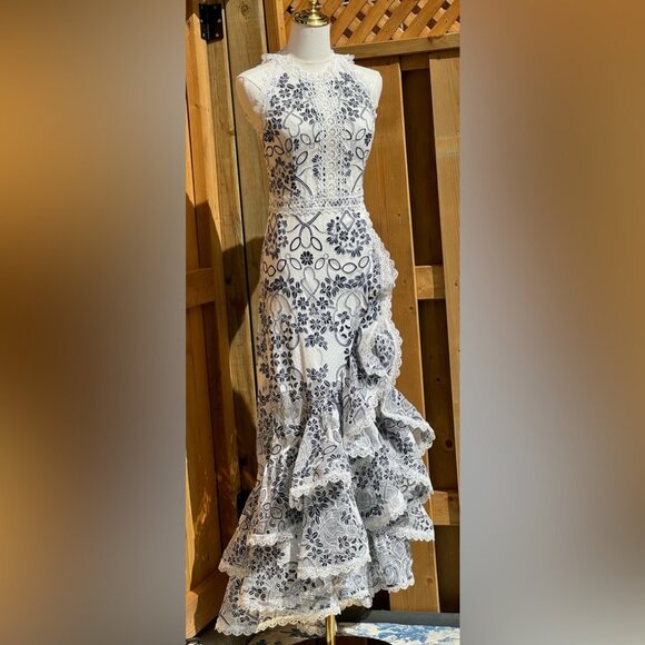 🆕 BRONX & BANCO 🧿 NWOT Santorini Fluted Hem Maxi Dress, Sz S / US 4 - Picture 5 of 17